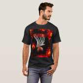 Basketbalnet, bal & vlammen t-shirt (Voorkant volledig)