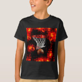 Basketbalnet, bal & vlammen t-shirt (Voorkant)
