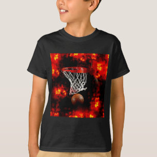 Basketbalnet, bal & vlammen t-shirt