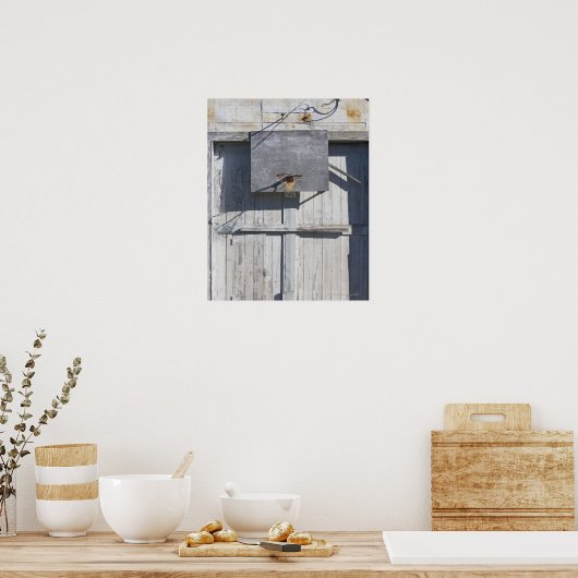 Basketbalnet op het bijtende gebouw poster (Keuken)