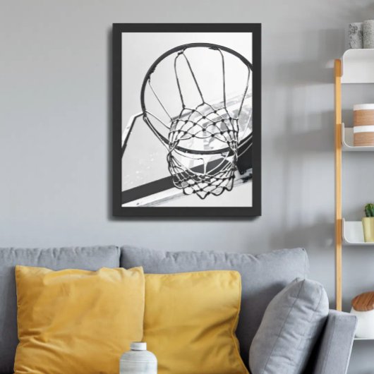 Basketbalnet zwart en wit poster
