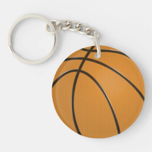 Basketbalontwerp in traditioneel Sinaasappel en zw Sleutelhanger