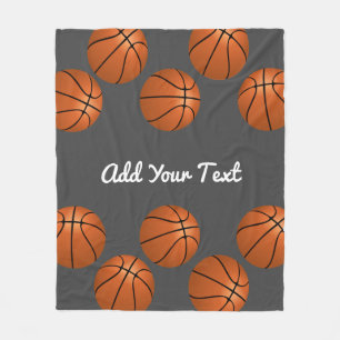 basketbalontwerp op grijs, voeg jouw naam of tekst fleece deken