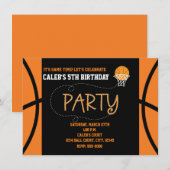 BASKETBALPARTY Typografie Verjaardagsuitnodiging Kaart (Voorkant / Achterkant)