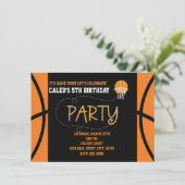 BASKETBALPARTY Typografie Verjaardagsuitnodiging Kaart (Staand voorkant)