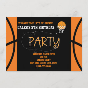 BASKETBALPARTY Typografie Verjaardagsuitnodiging Kaart