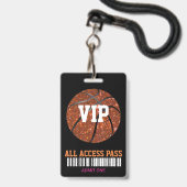 Basketbalpas Feestpas, VIP,  Uitnodiging, meisje Badge (Voorzijde met lanyard)