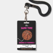 Basketbalpas Feestpas, VIP,  Uitnodiging, meisje Badge (Achterkant met lanyard)
