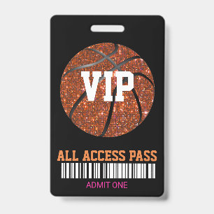 Basketbalpas Feestpas, VIP, Uitnodiging, meisje Badge