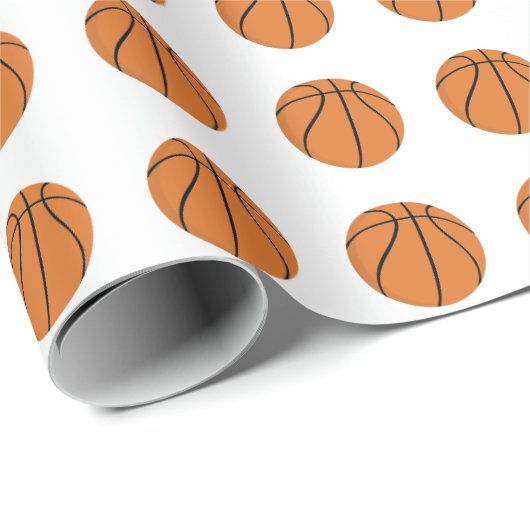basketbalpatroon | Elke achtergrondkleur Cadeaupapier (Rol Hoek)