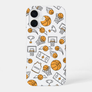 Basketbalpatroon op maat gemaakte naam telefoonhoe iPhone 16 hoesje