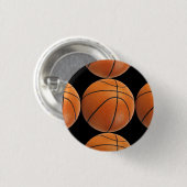 Basketbalpatroon op zwart ronde button 3,2 cm (Voorkant /achterkant)