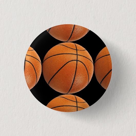 Basketbalpatroon op zwart ronde button 3,2 cm (Voorkant)