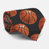 Basketbalpatroon op zwart stropdas (Opgerold)