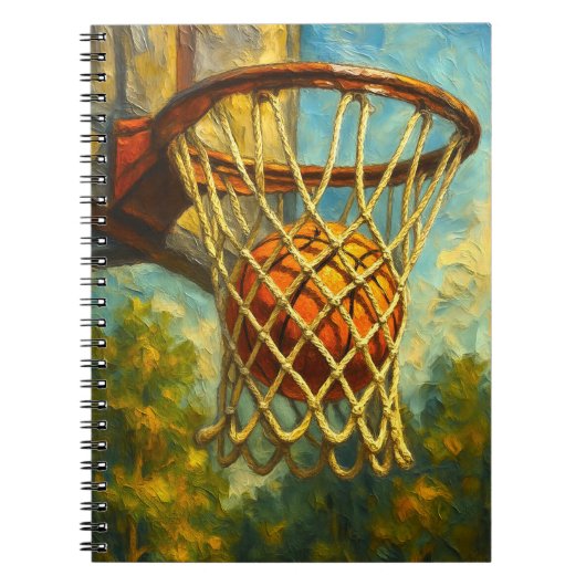 Basketbalring Impressionistische Kunst Notitieboek (Voorkant)