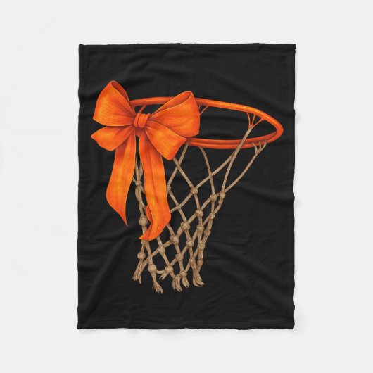 Basketbalring Met Strik Cute Basketbal Esthetiek Fleece Deken (Voorkant)