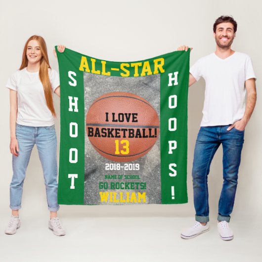 Basketbalringen Groene Team Jaar Fleece Deken (In situ)