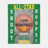 Basketbalringen Groene Team Jaar Fleece Deken (Voorkant)