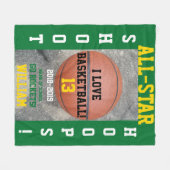 Basketbalringen Groene Team Jaar Fleece Deken (Voorkant (Horizontaal))