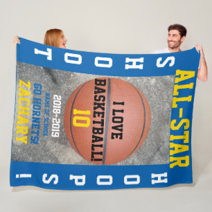 Basketbalringen Medium Blauw Speler Teamnaam Jaar Fleece Deken