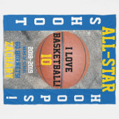Basketbalringen Medium Blauw Speler Teamnaam Jaar Fleece Deken (Voorkant (Horizontaal))