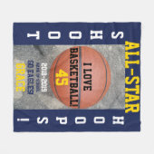 Basketbalringen Navy Blauwe Team Jaar Fleece Deken (Voorkant (Horizontaal))
