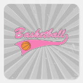 basketbalroze logo meisjes vierkante sticker (Voorkant)