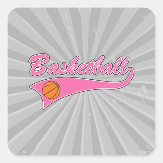 basketbalroze logo meisjes vierkante sticker (Voorkant)