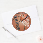 Basketbalscore in Oranje Bruin Ronde Sticker (Envelop)