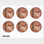 Basketbalscore in Oranje Bruin Ronde Sticker (Vel)