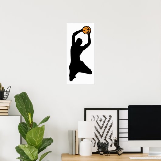 basketbalsilhouet poster (Thuiskantoor)
