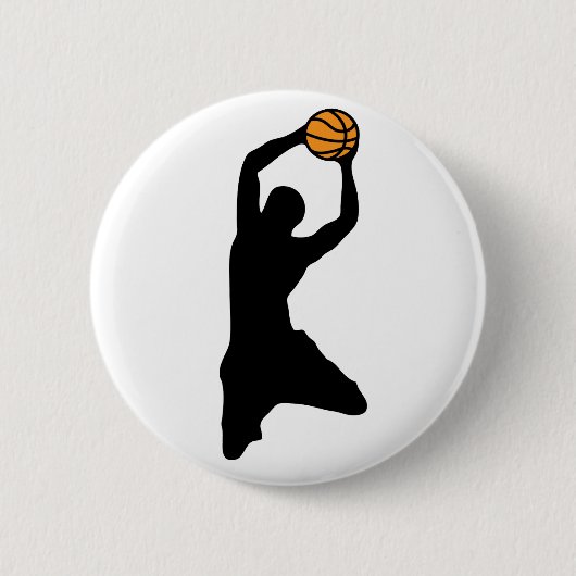 basketbalsilhouet ronde button 5,7 cm (Voorkant)