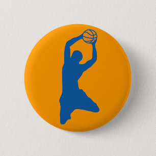basketbalsilhouet ronde button 5,7 cm