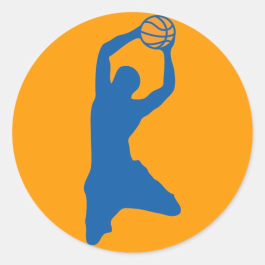 basketbalsilhouet ronde sticker (Voorkant)