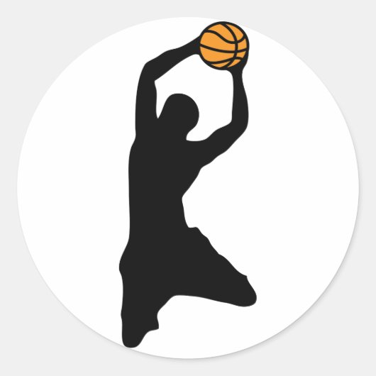 basketbalsilhouet ronde sticker (Voorkant)