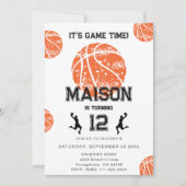 Basketbalspel Monogram Verjaardagsfeest Kaart (Voorkant)