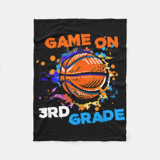 Basketbalspel op 3e klas 1e dag van de school thee fleece deken (Voorkant)