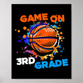 Basketbalspel op 3e klas 1e dag van de school thee poster