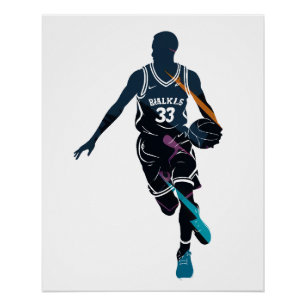 Basketbalspel Sport Challenge Silhouette Style Perfect Poster