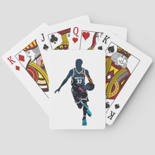 Basketbalspel Sport Challenge Silhouette Style Pokerkaarten (Achterkant)
