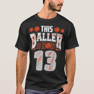 Basketbalspeler 13 jaar oude jongen basketbal 13e t-shirt