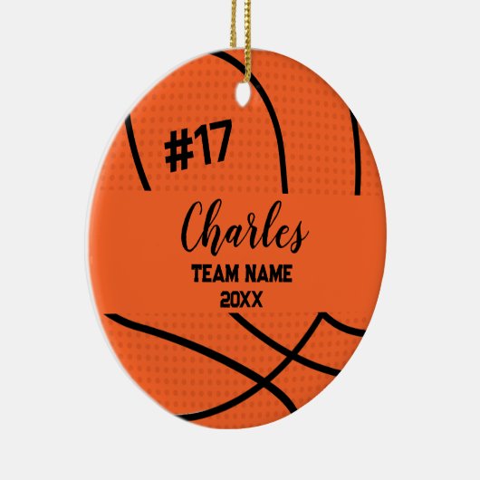 basketbalspeler | Aangepast naamnummer & team Keramisch Ornament (Rechts)