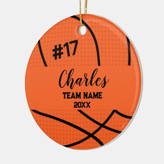 basketbalspeler | Aangepast naamnummer & team Keramisch Ornament (Links)