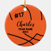 basketbalspeler | Aangepast naamnummer & team Keramisch Ornament (Achterkant)