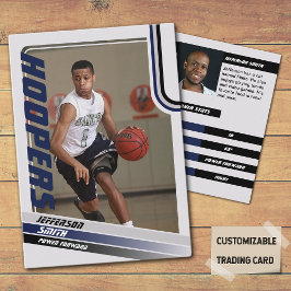 Basketbalspeler Aangepaste Ruilkaart Zwart Blauw Contactkaartje