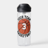 Basketbalspeler Aangepaste Teamnaam & Rugnummer Waterfles (Achterkant)
