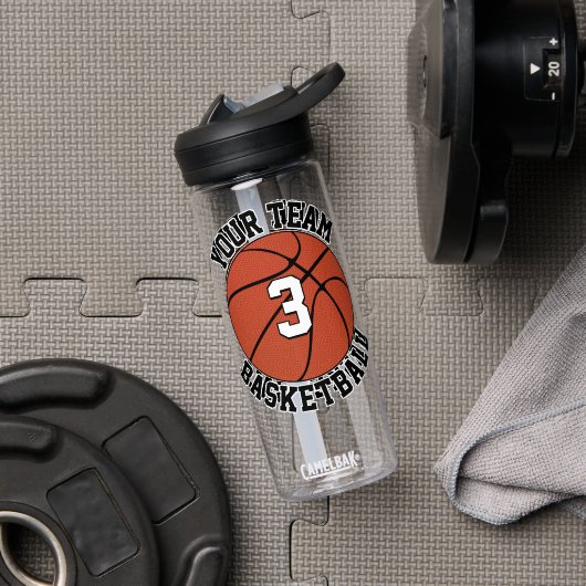 Basketbalspeler Aangepaste Teamnaam & Rugnummer Waterfles (Sportschool (Gedraaid)  )