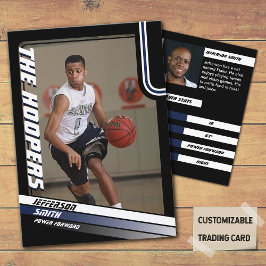 Basketbalspeler Aangepaste Zwarte Ruilkaart Blauw Contactkaartje