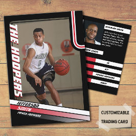 Basketbalspeler Aangepaste Zwarte Ruilkaart Rood Contactkaartje