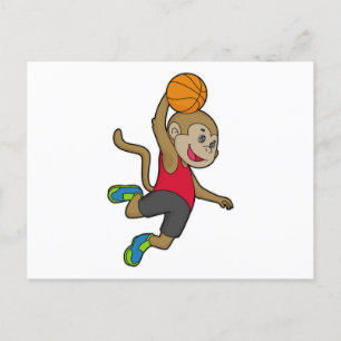 Basketbalspeler aap Basketbal Briefkaart